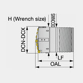 UNIDEX STS-EX Indexable drill head with external 4-start thread for single tube system (STS), diameters adjustable, tool diameter ø169.00 - ø232.99 mm, CICT = 7 - Big-tools Industrial Supply Tools for Metal Cutting